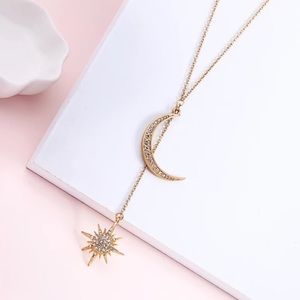 Celestial Crescent Moon & Star Drop Necklace
